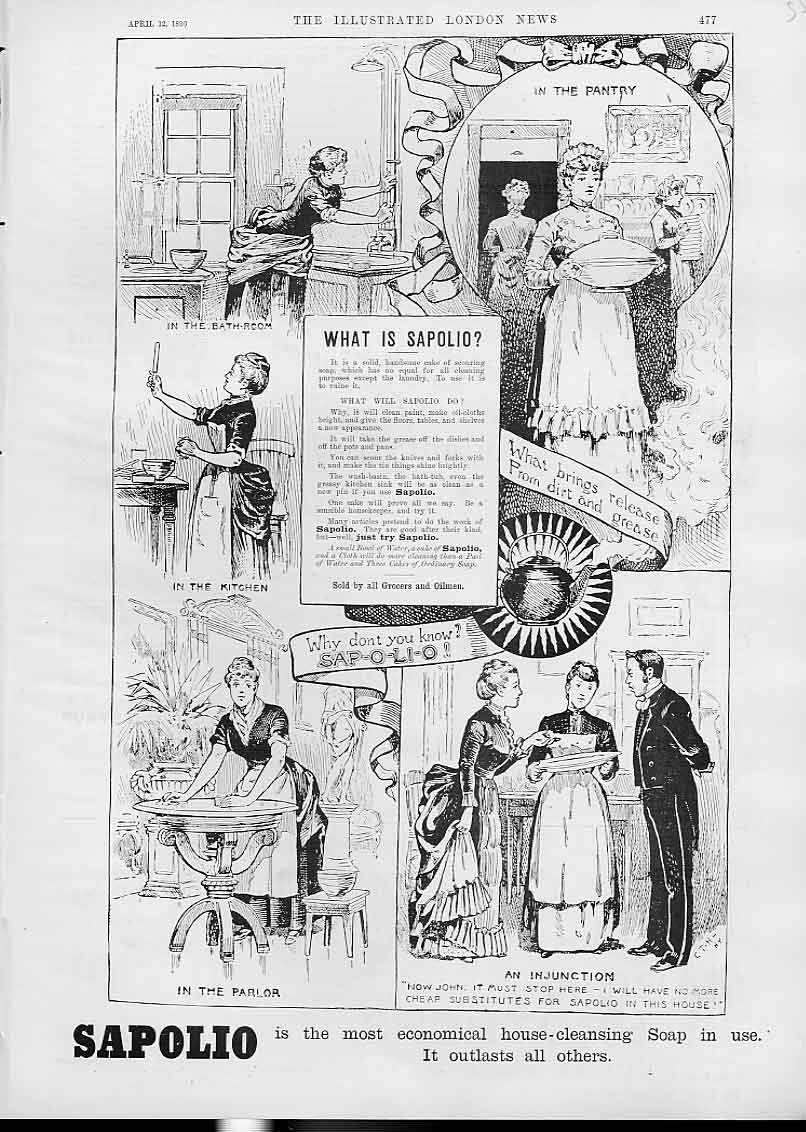Original Old Antique Print What Is Sapolio Advertisment Economical Soap