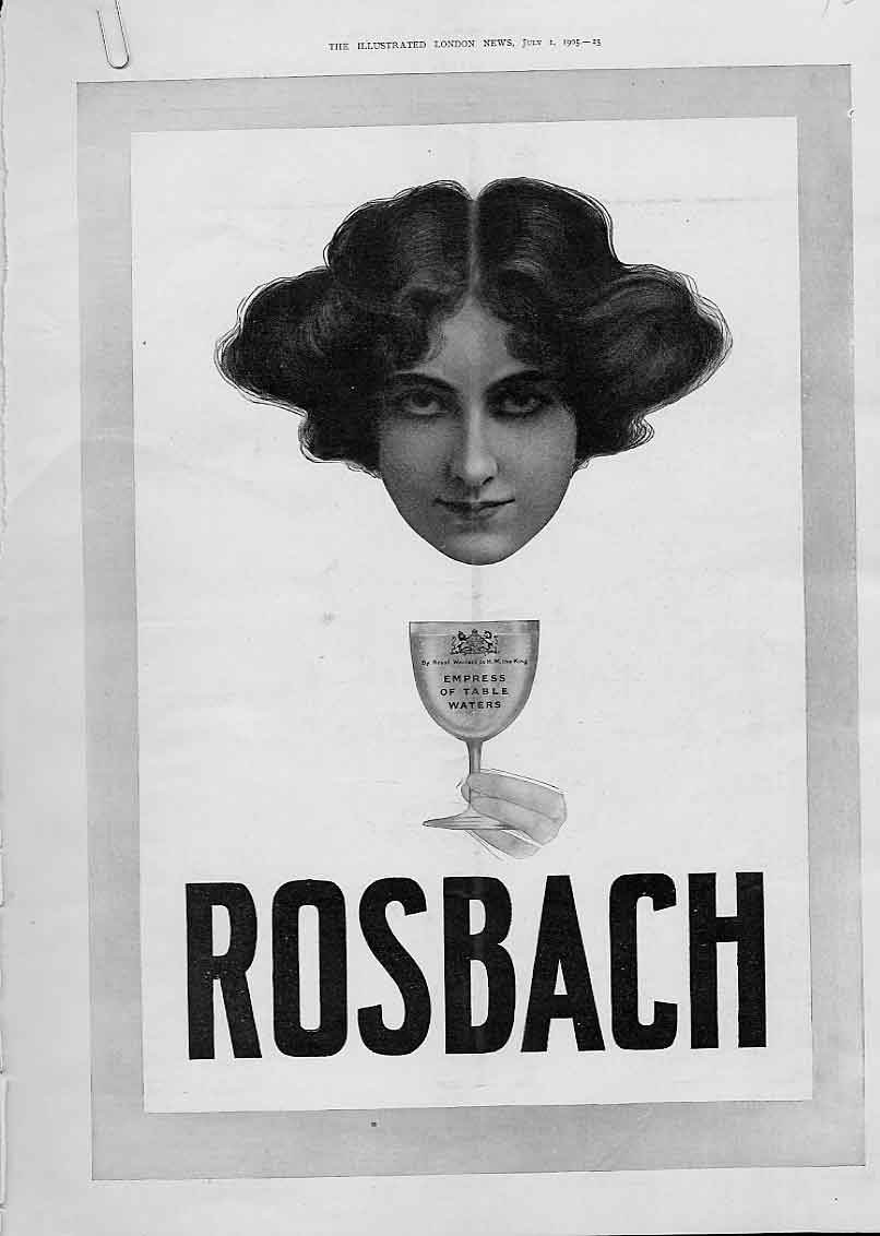 Original Old Antique Print Advertisment Rosback Mineral Water *1