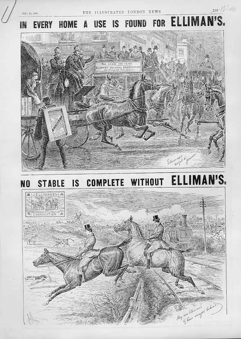 Original Old Antique Print Ellermans For Hunters & Horse Advertisment *1