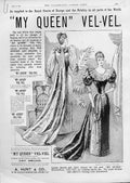 Original Old Antique Print My Queen Velvet Advertisment For Nobility 1892 19th