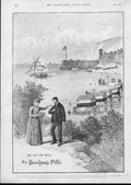 Original Old Antique Print By The Seaside Advertisment Beechams 1891 Victorian