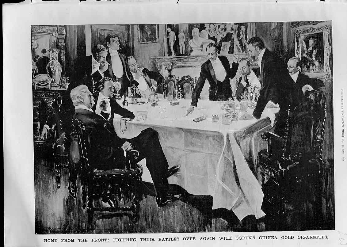 Original Old Antique Print Ogdens Cigarettes Advertisment Fight Battles Ag