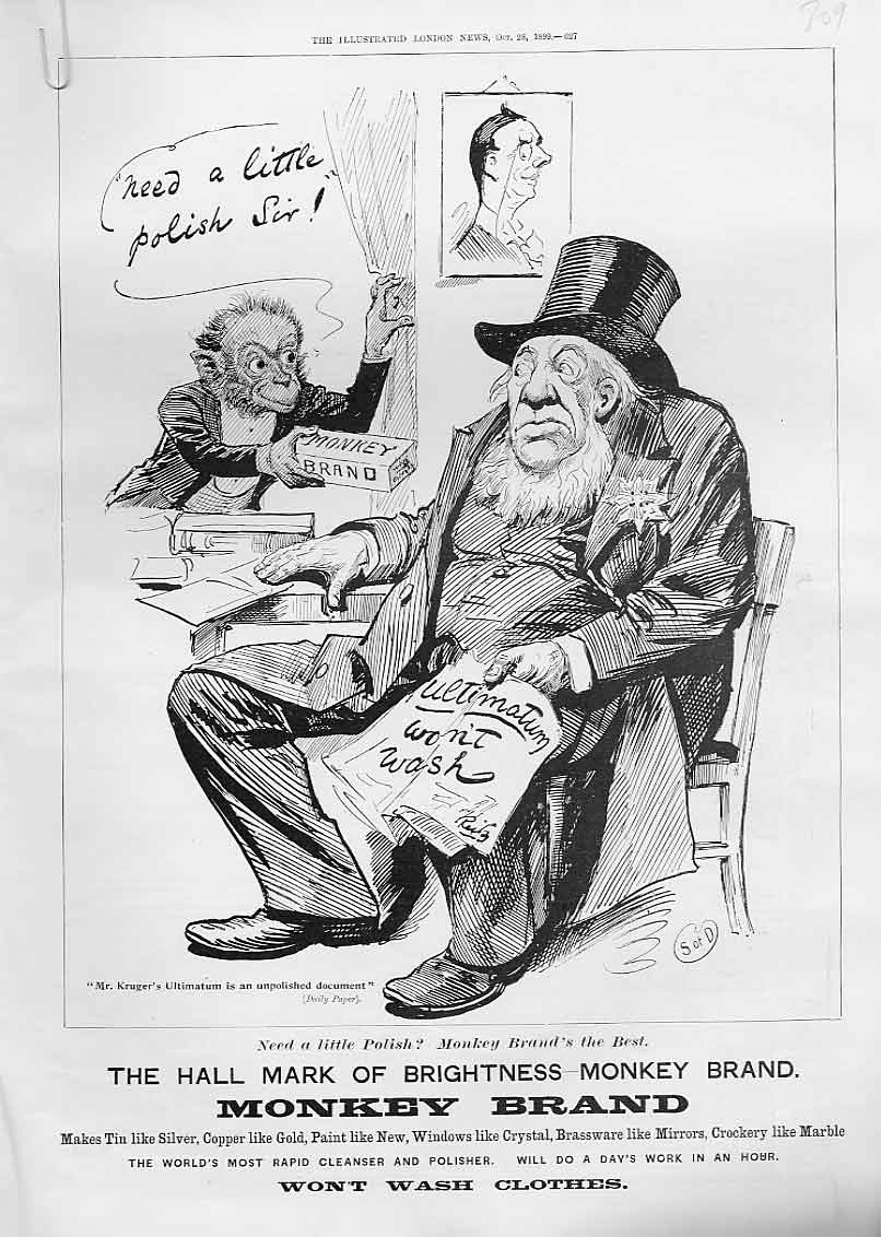 Original Old Antique Print Need A Polish Advertisment Monkey Brand Soap
