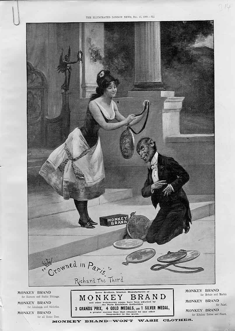 Original Old Antique Print Crowned In Paris Advertisment Monkey Brand Soap