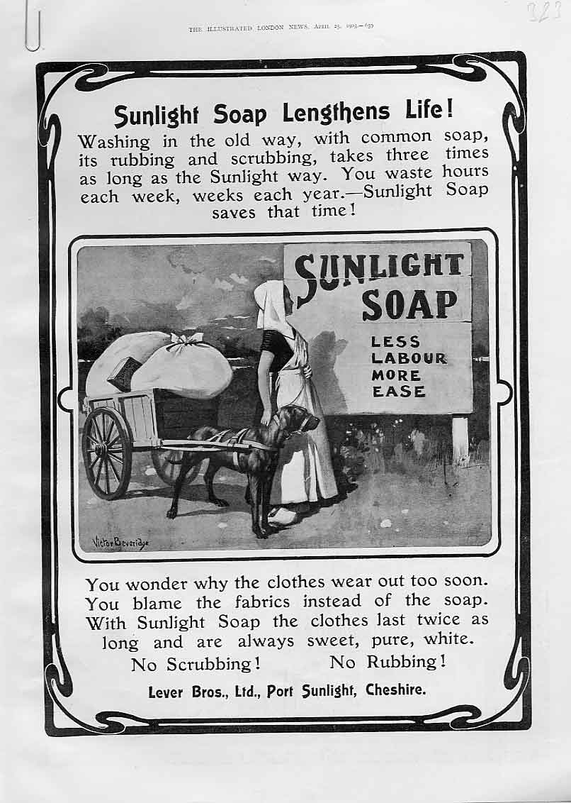 Original Old Antique Print Sunlight Soap Lengthens Life Advertisment 323