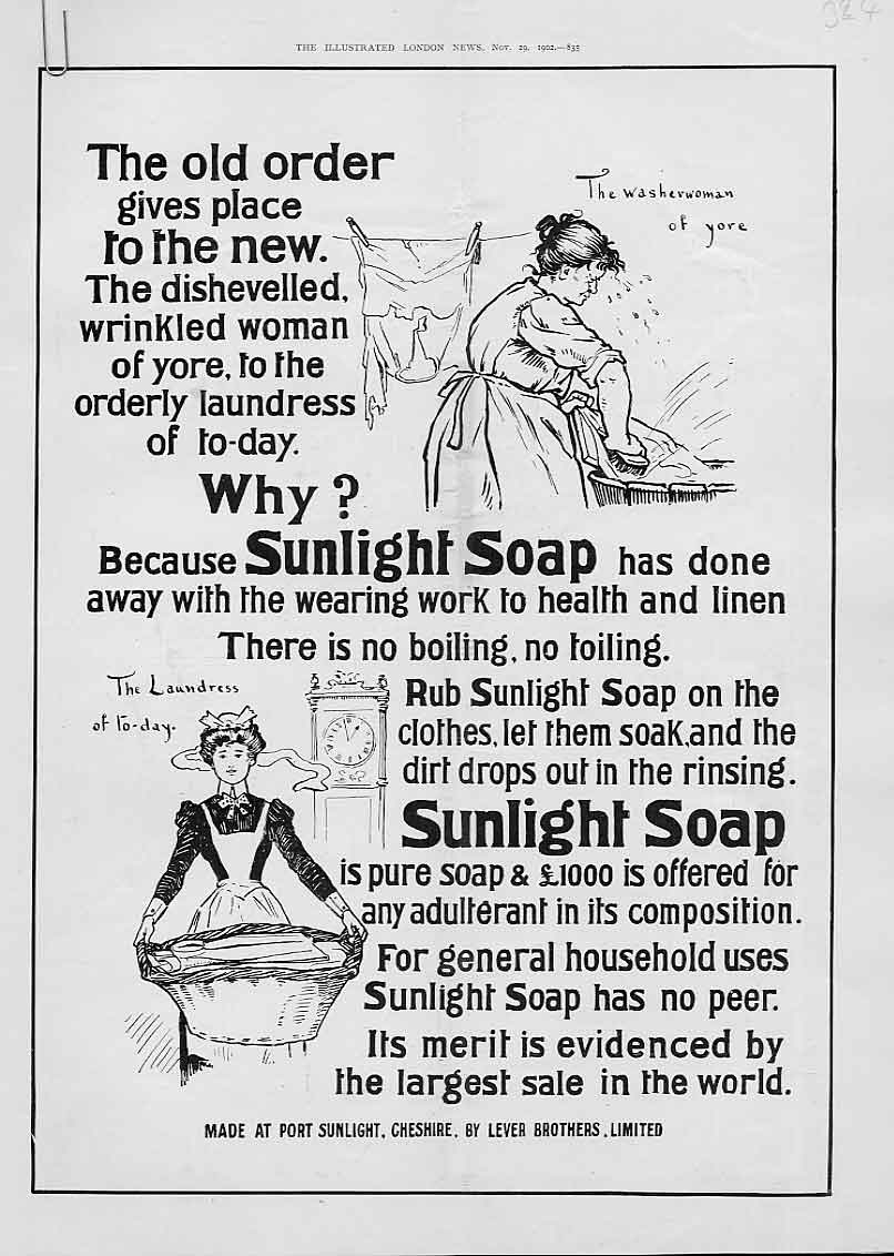 Original Old Antique Print Order Gone Advertisment Sunlight Soap 1902 20th