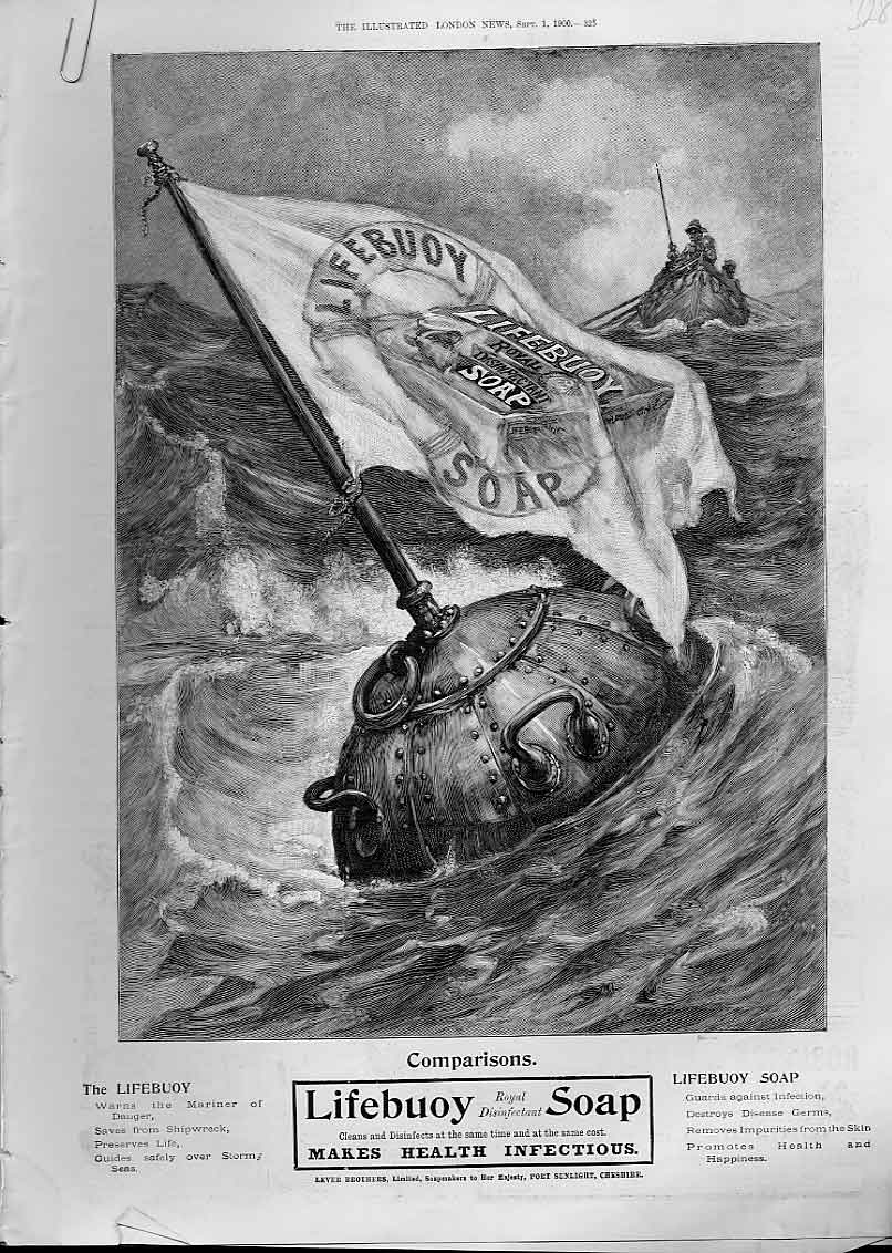 Original Old Antique Print Lifebouy Soap Comparisons Advertisment 1900 Victorian