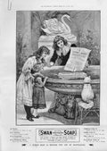 Original Old Antique Print Wishing Fountain Advertisment Swan Soap 1899 19th