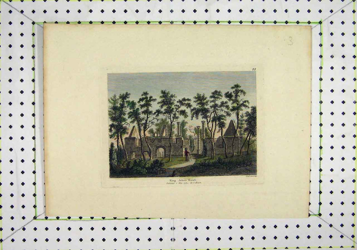 Original Old Antique Print 1783 Colour King John'S House Ruins Country 18th