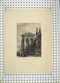 Original Old Antique Print Church St Jaques Dieppe France Higham