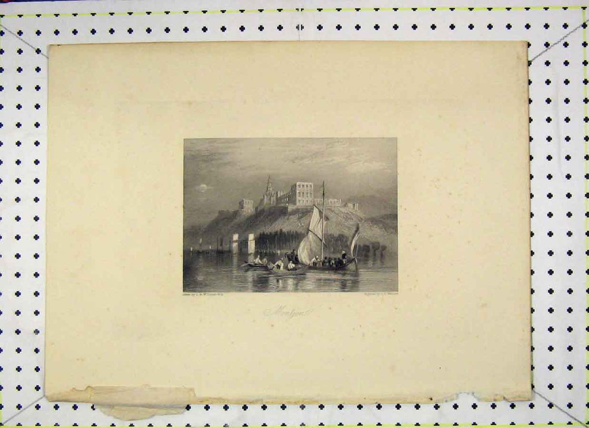 Original Old Antique Print View Montjen Engraving Willmore Boat