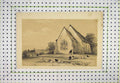 Original Old Antique Print Country Church Garden Sheep Country View