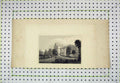 Original Old Antique Print Mansion House Castle Country Garden Scene