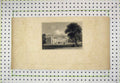 Original Old Antique Print Large Mansion House Country Garden Scene