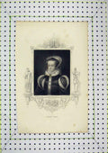 Original Old Antique Print Portrait Queen Mary Scene Jane Grey Excecution