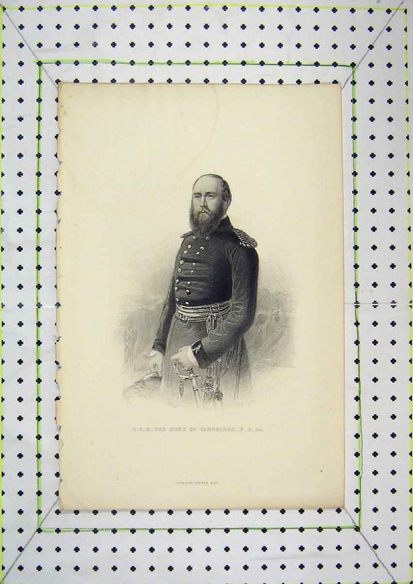 Original Old Antique Print Portrait Duke Cambridge Army Uniform
