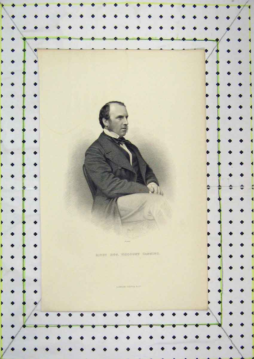 Original Old Antique Print Portrait Honourable Viscount Canning