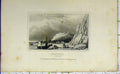 Original Old Antique Print Dugdales View Hastings Sussex Boat Cliffs C1850 19th