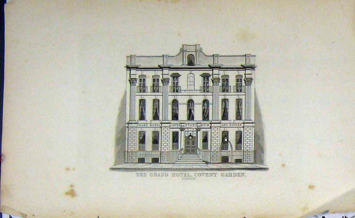 Original Old Antique Print Dugdales C1850 View Grand Hotel Covent Garden London