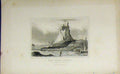 Original Old Antique Print C1850 Holy Island Castle Northumberland Victorian