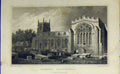 Original Old Antique Print C1850 View Bangor Cathedral Caernarvonshire Wallis