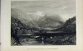 Original Old Antique Print View River Mountains Dinas Mowddy C1850 Radclyffe