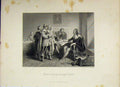 Original Old Antique Print Scene Charles I Refusing Treaty Oxford C1850 Payne