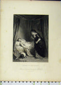Original Old Antique Print C1850 Scene Juliet Nurse Steel Engraving Smith 19th