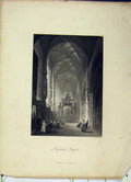 Old Antique Print Interior View St Gudula Brussels C1850 Engraved Payne 19th