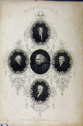 Original Old Antique Print C1850 Portrait Sheridan Rees Johnson Walker Crabbe