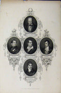 Original Old Antique Print Portrait Scott Burns Byron Moore Campbell C1850 19th