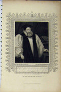 Original Old Antique Print Portrait George Abbot Archbishop Canterbury C1850