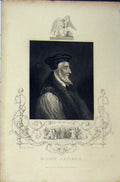 Original Old Antique Print C1850 Portrait Bishop Latimer Ridley Stake Rogers