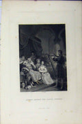 Original Old Antique Print C1850 Alfred Before Danish General Steel Engraving