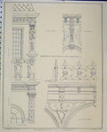 Old Antique Print C1850 Architecture Holland House South Front Pavillion 19th