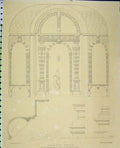Original Old Antique Print Architecture C1850 Holland House Porch Longitudinal
