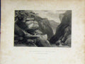 Original Old Antique Print Barricade Pra-Del-Tor C1850 Mountain Scene Brandard