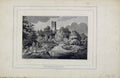 Old Antique Print Steel Engraving C1850 View Brynllys Castle Ruins River 19th