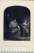 Original Old Antique Print C1850 Joan Arc Examined Bishop Wincheseter White