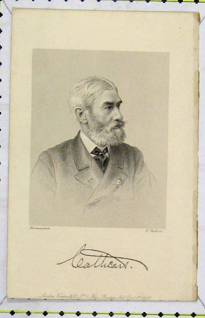 Original Old Antique Print 1889 Steel Engraving Portrait Calhcars Victorian
