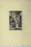 Original Old Antique Print C1850 Steel Engraving Woman Man Begging Door Step