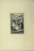 Old Antique Print C1850 Steel Engraving Market Street Scene Woman Faint 19th