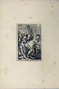 Original Old Antique Print C1850 Steel Engraving Men Begging Food Table 19th