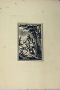 Old Antique Print Steel Engraving C1850 Man Climbing Tree Ladder Romance 19th