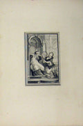 Original Old Antique Print C1850 Steel Engraving Woman Man Chatting Church 19th