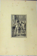 Original Old Antique Print C1850 Men Siers Meeting Sword Steel Engraving 19th