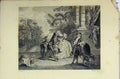 Original Old Antique Print Garden Scene C1850 Steel Engraving Romance Victorian