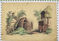 Original Old Antique Print 1833 Colour View Houses Village Steel Engraving 19th