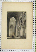 Original Old Antique Print 1835 View South Transept York Cathedral Winkles 19th