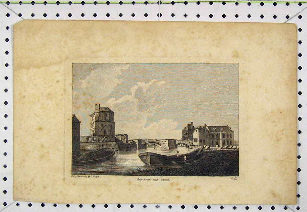 Old Antique Print 1785 View Friar Bacon'S Study Oxford Engraving Hooper 18th